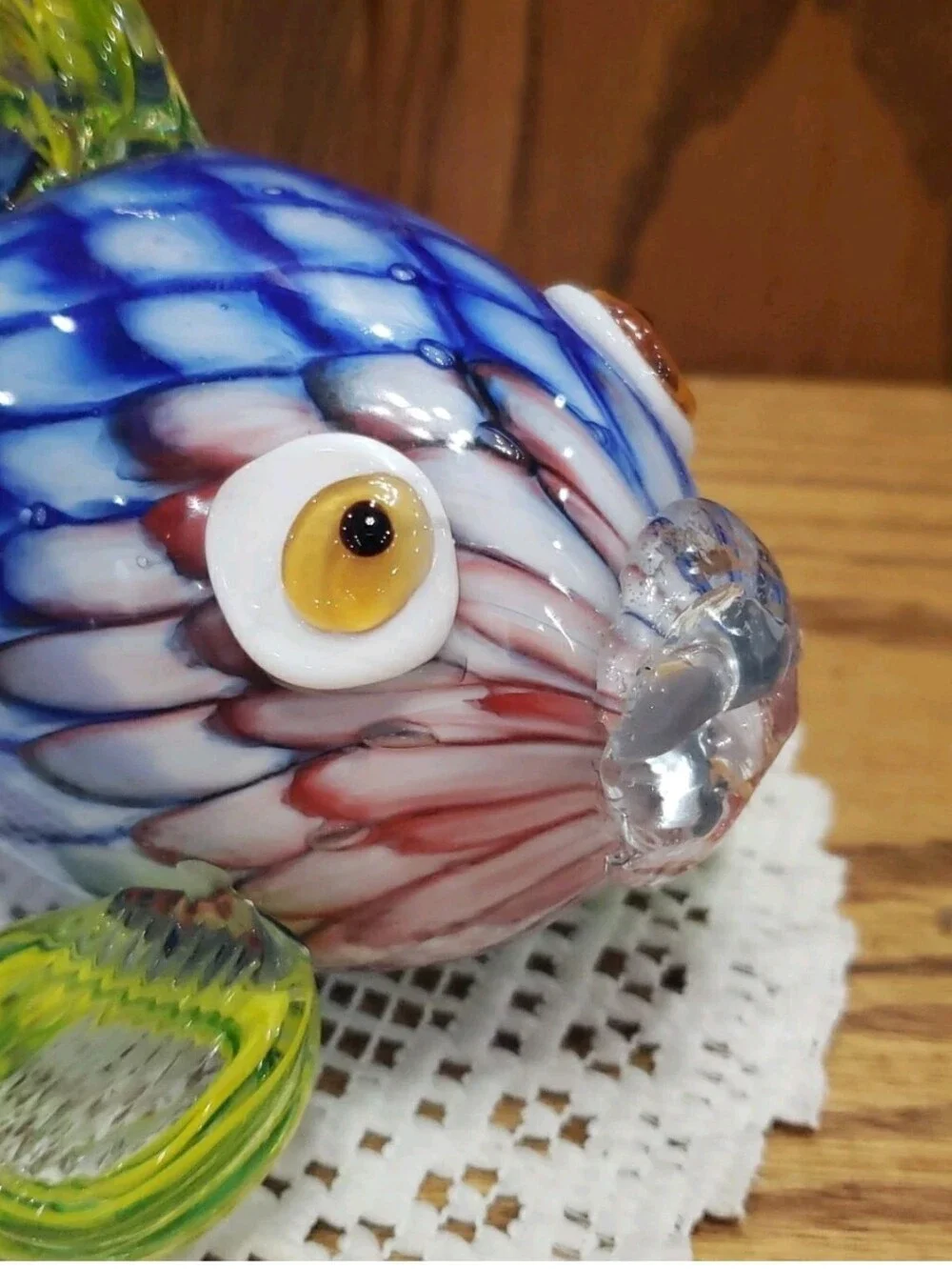 Murano Style Blue Yellow/Green Glass Fish Nautical Beach Coastal Decor